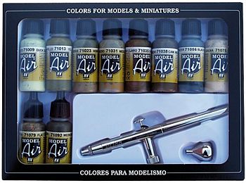 Model Air 10 Camo Colors + Airbrush Set