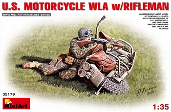 MiniArt 1/35 Scale - US Motorcycle WLA w/Rifleman